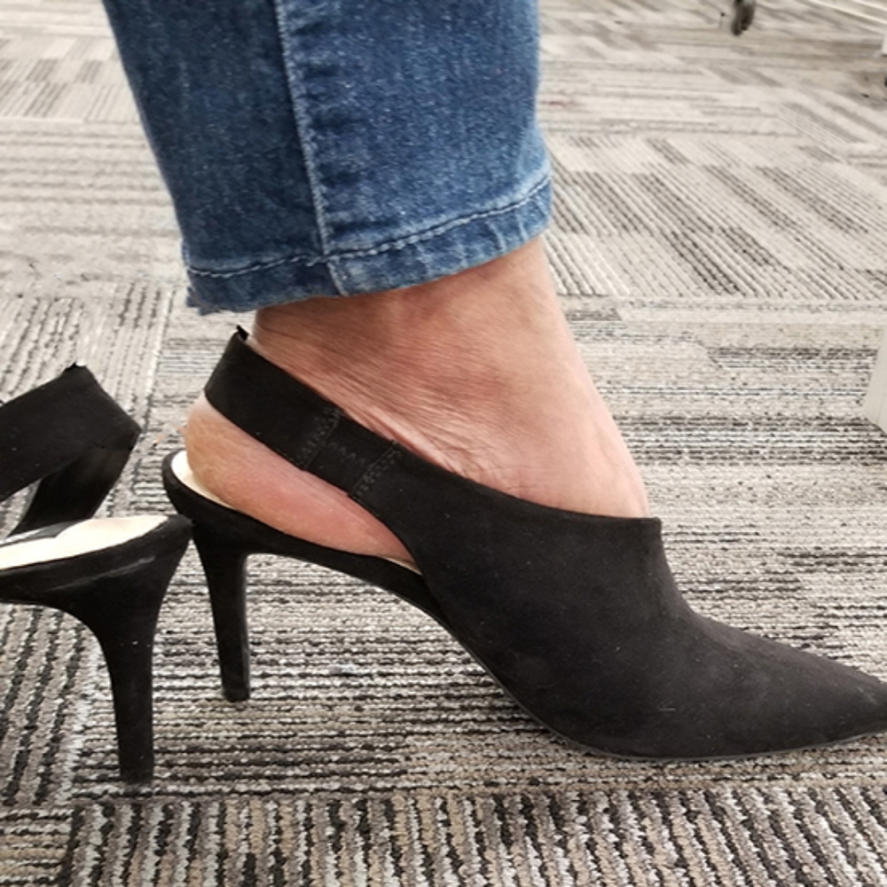 Black Suede Asymetric Sling Back Nwt